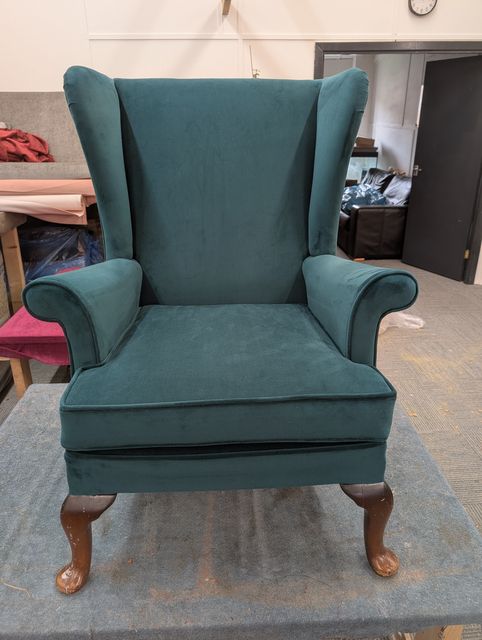 Parker Knoll Wing Chair in Teal Velvet